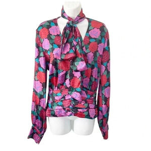 Ronny Kobo Satin Floral Eden Top size medium